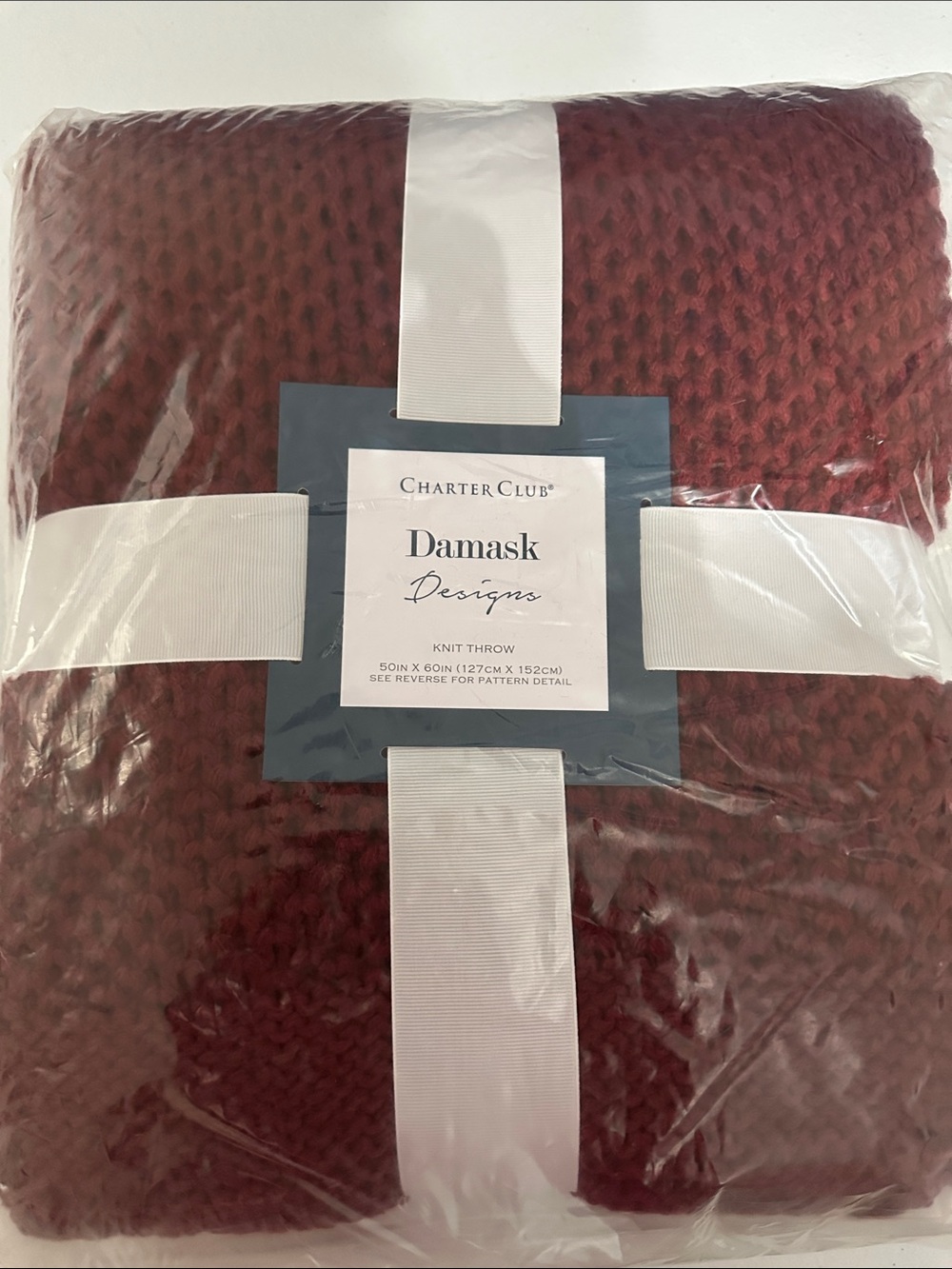 Charter Club Damask Designs Knit Throw Blanket - Deep Burgundy